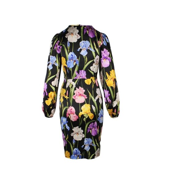 Dolce & Gabbana Iris Print Stretch Silk Midi Dress 38 2 - Picture 9 of 16